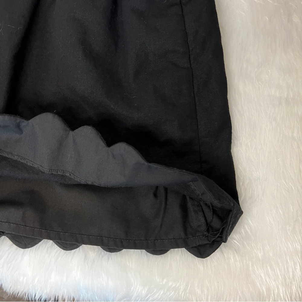 J. Crew Factory Black Scalloped Hem Elastic Waist Linen Blend Aline Skirt sz 6 - Picture 5 of 8